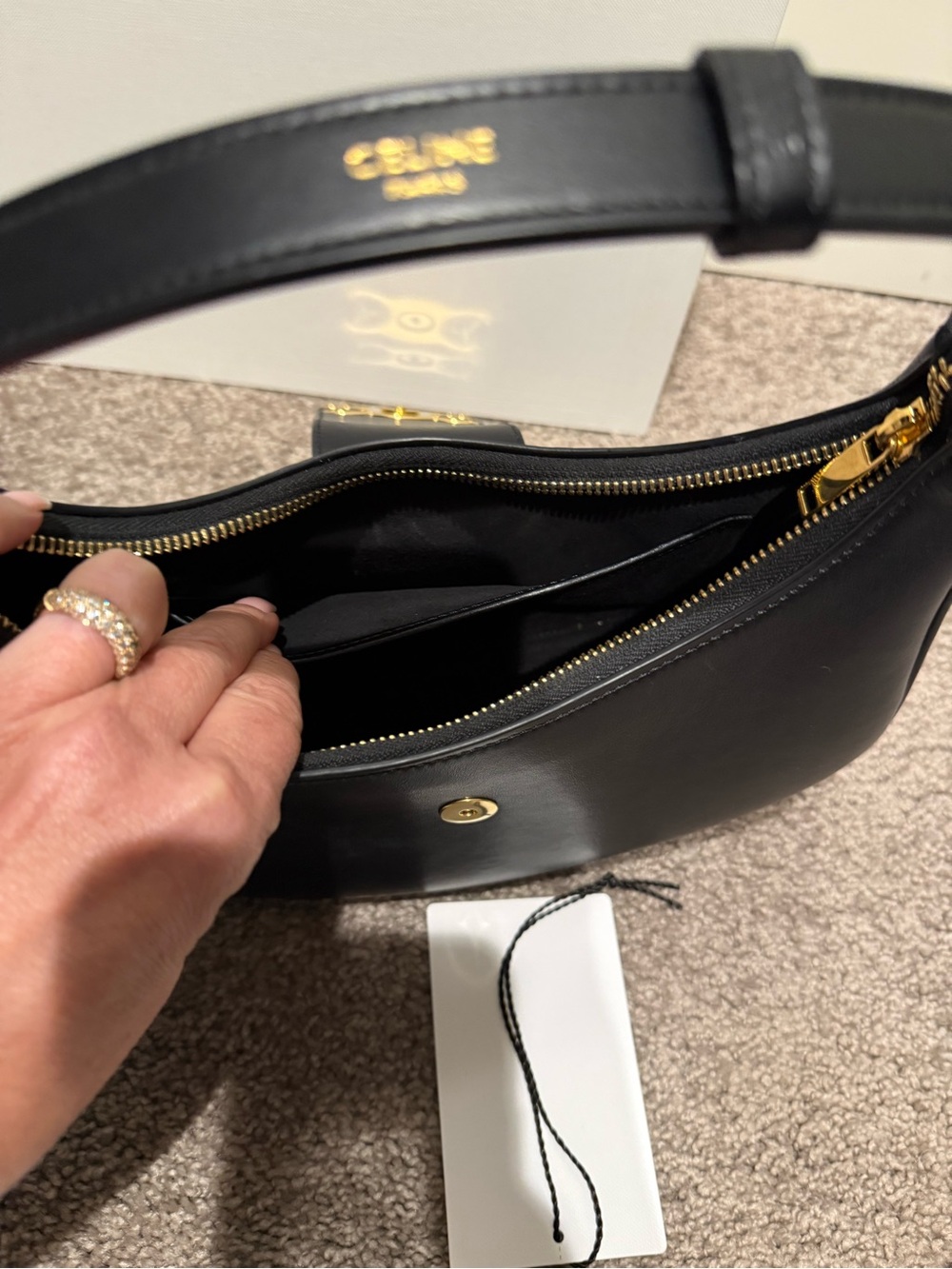 Celine Black Leather Triomphe Shoulder Bag - Picture 10 of 12